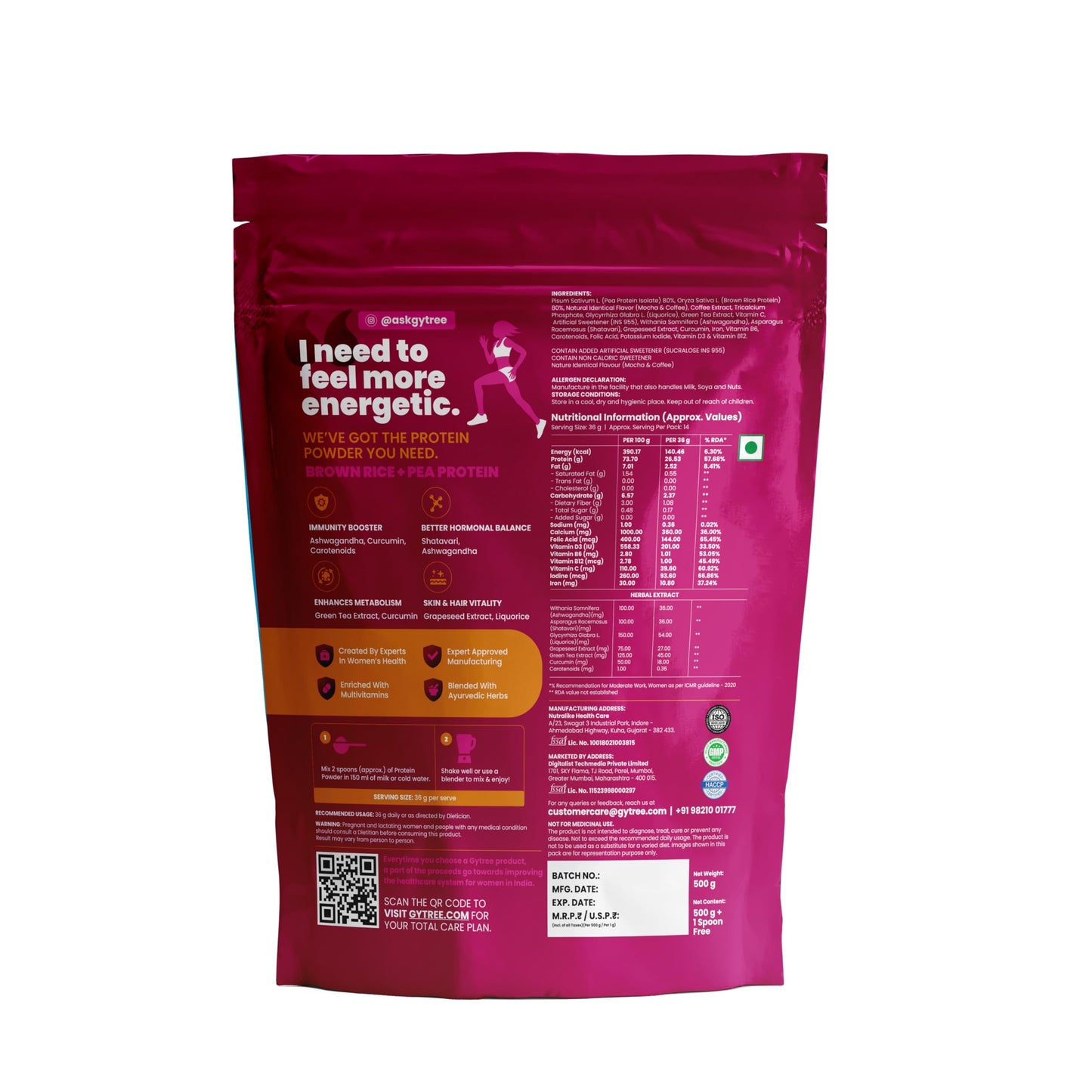 Gytree Protein Powder For Women|Vegan Dual Plant-Based Protein|26 Gm Of- image 2