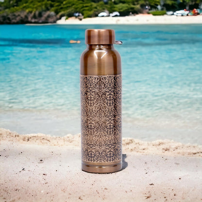 KUVI Copper Water Bottle 1 Litre | Leak Proof, Durable & Rust Proof | Ayurveda and Yoga Health Benefits | Eco Friendly Water Bottle 1000 ml | Office/Gym/Travel Bottle (Milton Matt A/E)