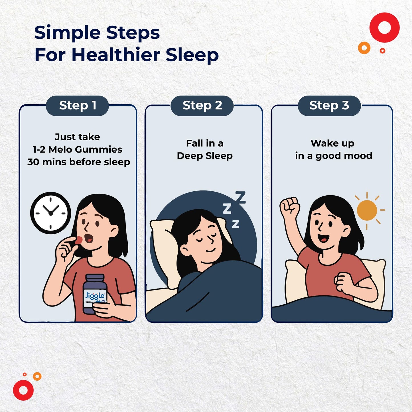 Jiggle Melo SR I 3mg Melatonin Gummies for Sleep I Sustained Release Melatonin | No Added Sugar I Non Habit Forming I Strawberry Flavour I 30 Gummies