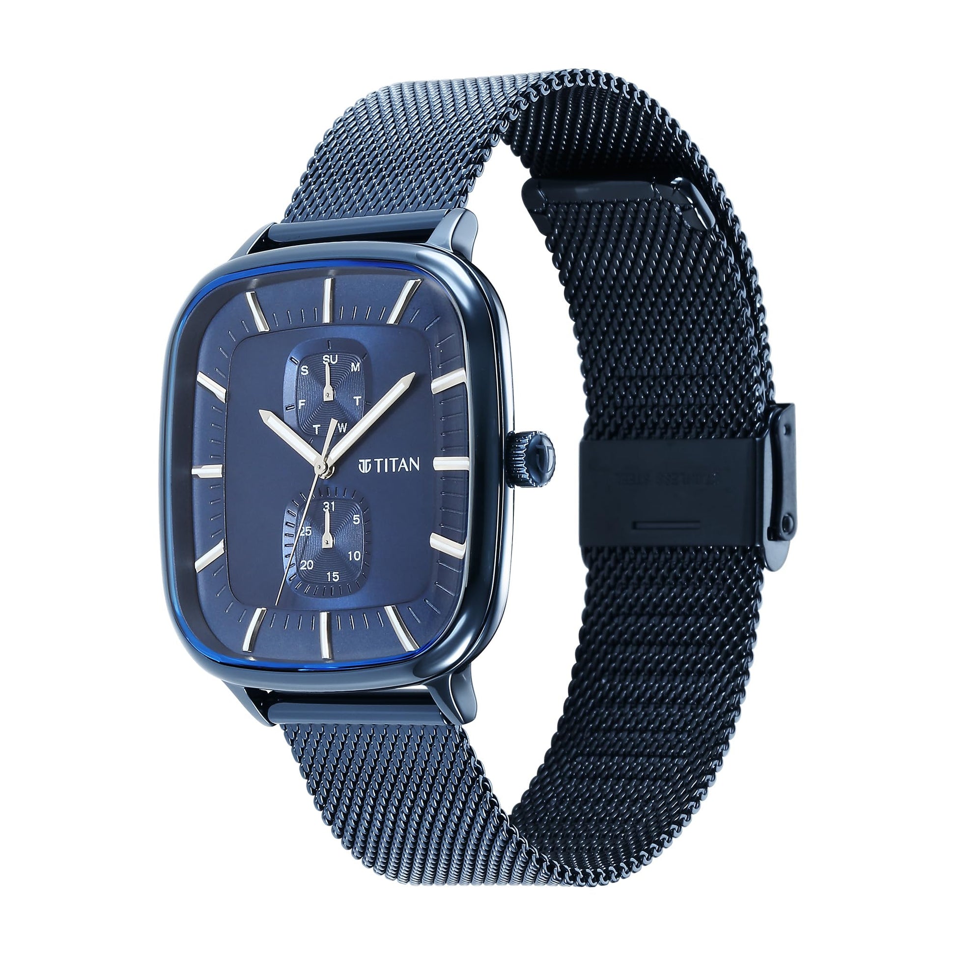 Titan Avant Garde Quartz Multifunction Midnight Blue Dial Metallic Blue- image 4