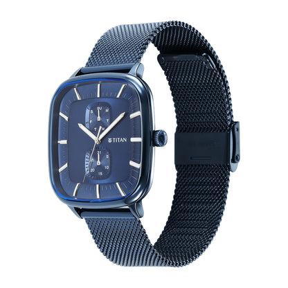 Titan Avant Garde Quartz Multifunction Midnight Blue Dial Metallic Blue- image 4