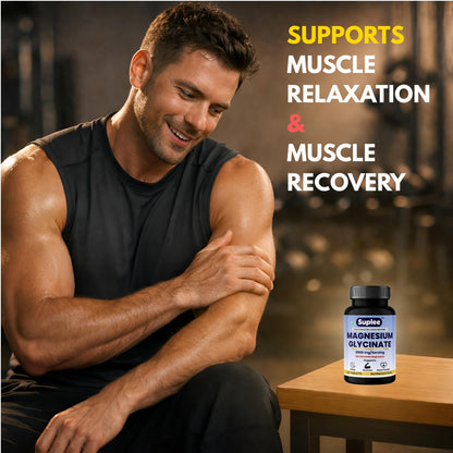 Suplee Magnesium Glycinate 2000mg per Serving | Fully Chelated Non-Buffered Bisglycinate (282mg Elemental Yield) | Supports Deep Sleep, Muscle Recovery & Heart Health | Gentle on Stomach | 60 Vegetarian Tablets