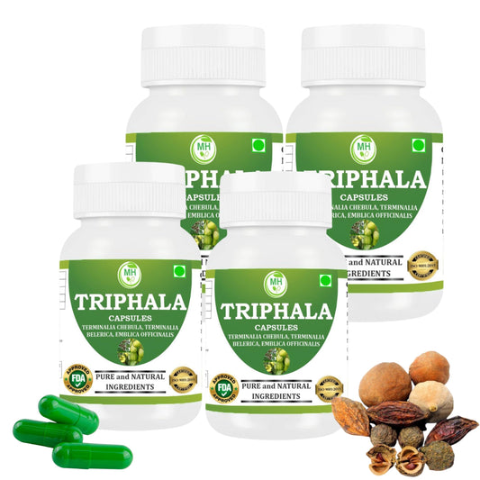 Morsan Healthcare TRIPHALA Capsules – 60 Veg Capsules | Blend of Amla, Haritaki & Bibhitaki | Natural Ayurvedic Herbal Supplement | Plant-Based Formula | Pack of 4