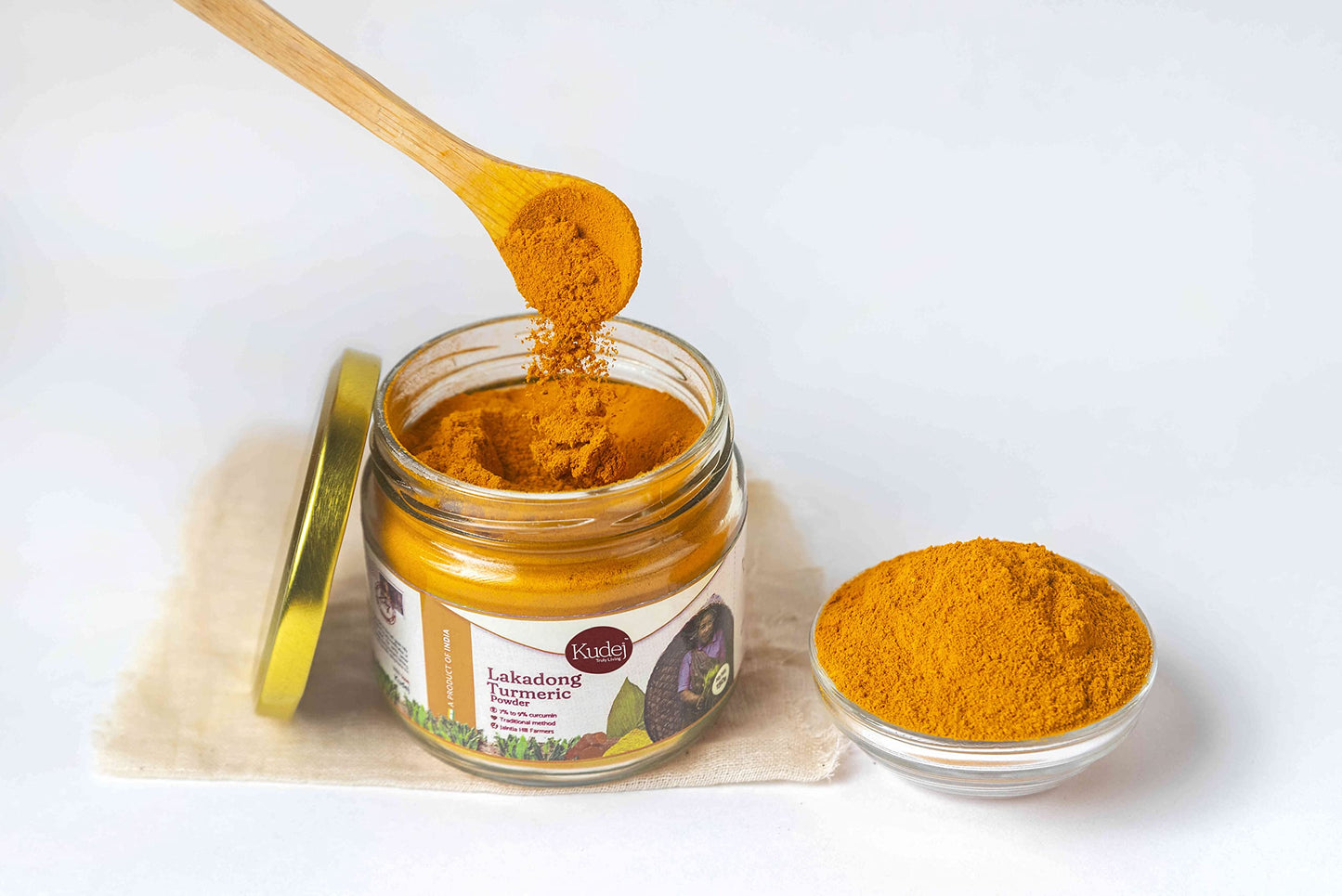 Kudej Lakadong Turmeric Powder with highest curcumin upto 9% from Meghalaya Hills| 100% Organically grown, Best haldi powder for Cooking and skin with fresh aroma| Boosts Daily health,150gms