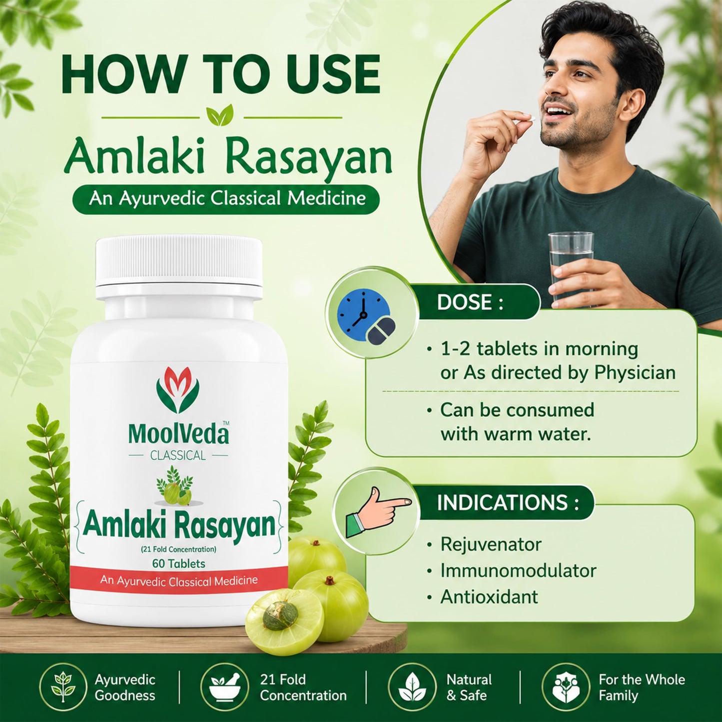 Moolveda Amalaki Rasayan Tablet for Daily Wellness & General Well-Being | 60 Veg Tablets