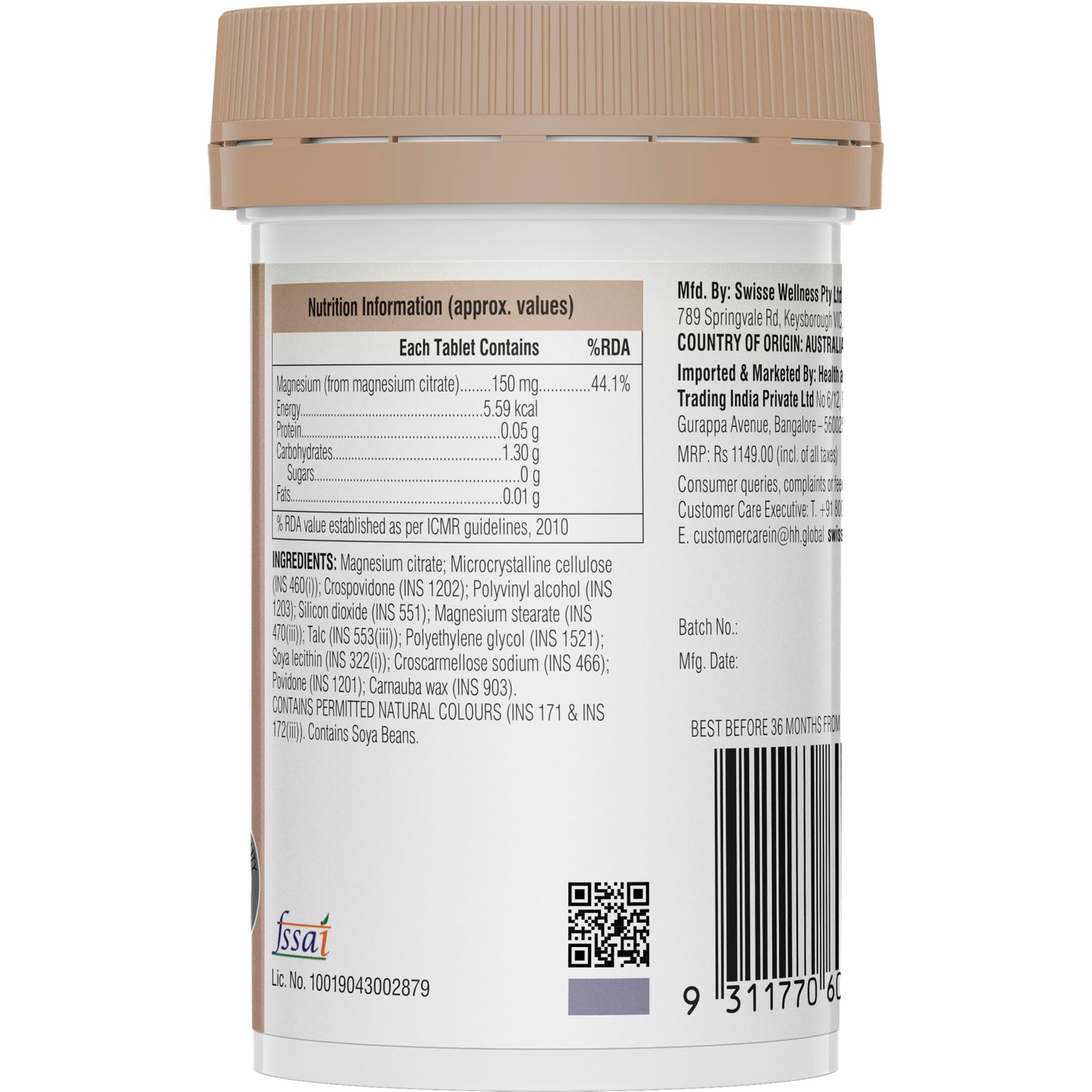 Swisse Magnesium For Muscle Recovery, Sound Sleep & Stress Relief - Australia's No. 1 Magnesium Supplement, Manufactured In Australia - Supports Relaxing, Calming & Muscle Regenerative Sleep - 60 Tablets (1 Tablet Per Serving)