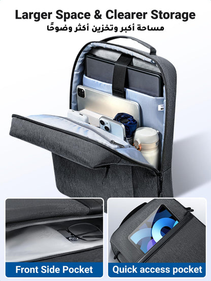 UGREEN Laptop Backpack 15.6'' School Backpack 【Large Capacity】 Ergonomic Travel Laptop Backpack for Men and Women 【Shockproof & Waterproof】 BookBag for College Laptop Bag Fit For Laptops Up to 15.6'', Grey, 37*28.5*11cm