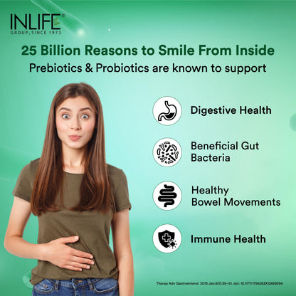 INLIFE Probiotics Forte 25 Billion CFU, 14 Strains with Lactobacillus Reuteri, Gut Digestive & Immune Health, Men Women, 60 Veg Capsules (Pack of 2)