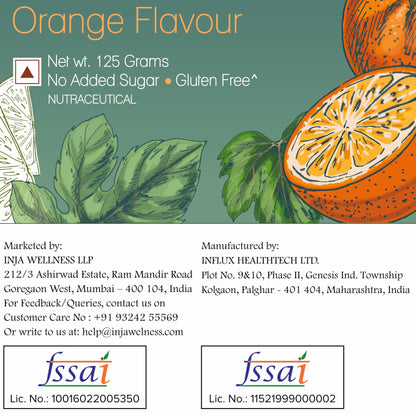 INJA Beauty Marine Collagen Powder for Women and Men, Japanese Formulation Collagen Supplement with Vitamin C, Supports Healthy Skin, Hair, Joints, Muscles, Sugar-Free, Gluten-Free, Orange Flavor, 125 gm