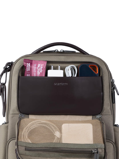 scarters Terminal- 16” Spacious Multi Compartment Backpack Laptop Bag | 24 Litres | (Beige)