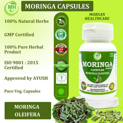 Morsan's Moringa (Moringa oleifera) Capsules, Pack of 60 x 500 mg. Veg. Capsules (1)