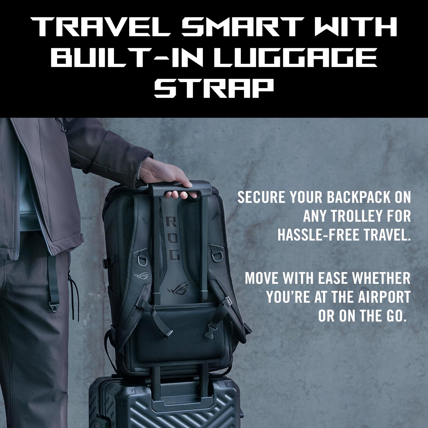 ASUS ROG Ranger BP2701 (2025) Lightweight Gaming Backpack, Spacious storage upto 22L, Ergonomic design, Built-in luggage strap, Adjustable Chest Strap, fits up to a 17-inch laptop, Black, 0.93 kg