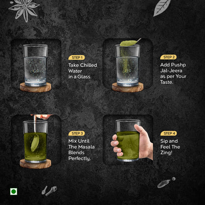 Pushp Brand Jal Jeera Powder (Masala) 100 g BOX | Pack of 1 | Instant Drink Mix Masala for Refreshing Summer Drink & Chat, Mint & Cumin Blend, No Artificial Colours | Hygienically Packed |