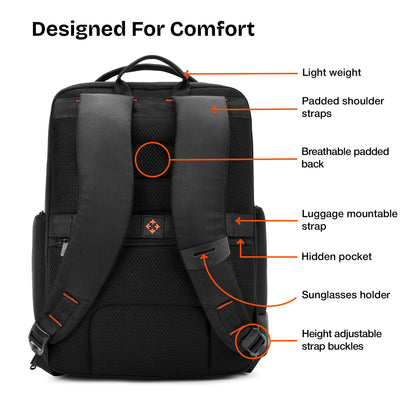 Nasher Miles Fordham Corporate Backpack | Premium Polyester & PU Laptop Backpack 33L | Ideal for Office, College, School & Travel | Men, Women, Boys, Girls (Black)