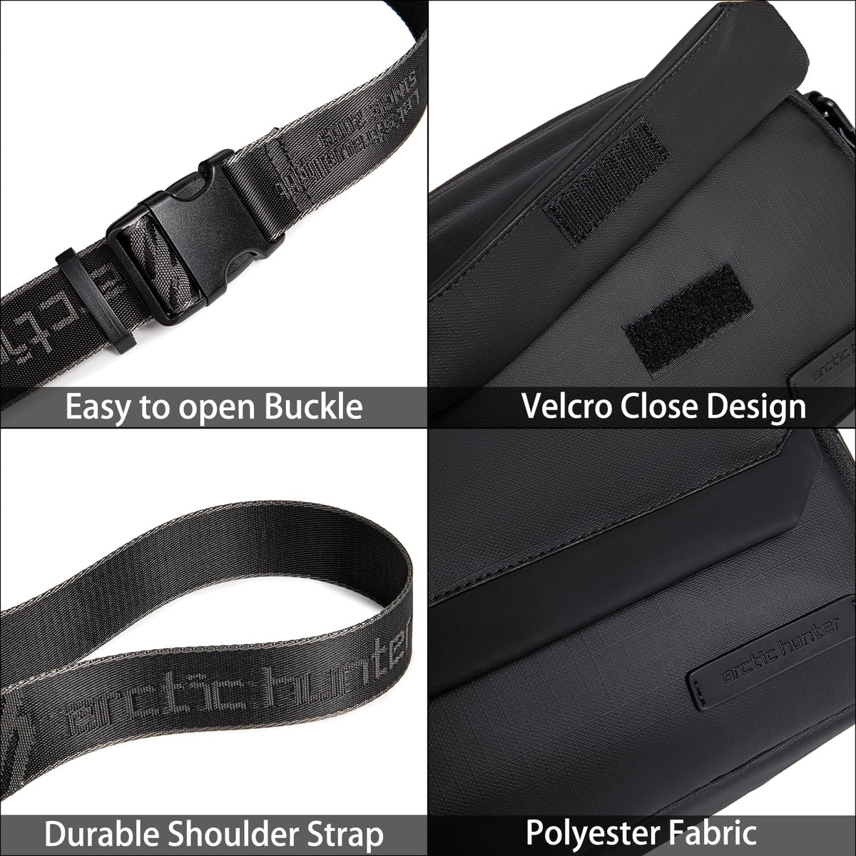 Arctic Hunter Sling Bag for Men Small 2.8L Side Bag Sleek Crossbody Bag for upto 8" iPad Premium Shoulder Bag for Travel Water-resistant Messenger Bag for Office Daily Casual, Black
