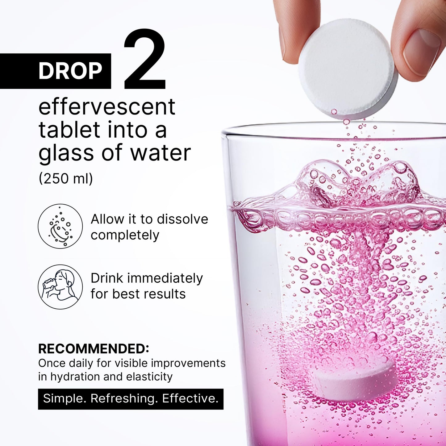 Glutone-Revive Effervescent Collagen Tablets – 2500 mg Wellnex Di-Peptide Marine Collagen|Supports Skin Hydration, Elasticity, Smooth Texture | For Men & Women | 10 Blueberry Flavour Tablets