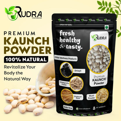 Rudra International Herbal Powder Combo – Safed Musli, Ashwagandha, Kaunch Beej & Shatavari – Ayurvedic Supplement for Stamina, Strength & Wellness & Reproductive Health Support - Pack of 4 (50g Each)