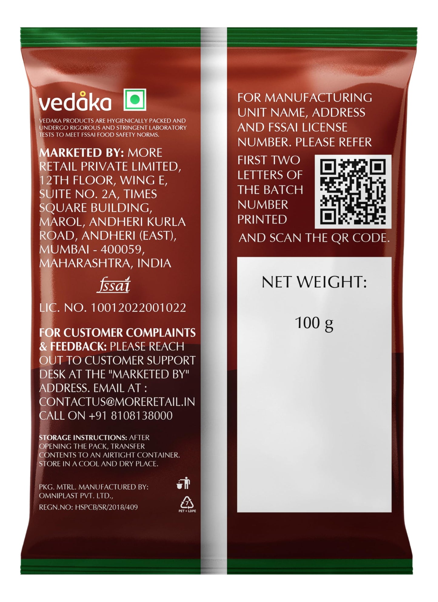 Vedaka Amazon Brand - Mace (Jaipatri) Whole, Spice Pouch, 100 g