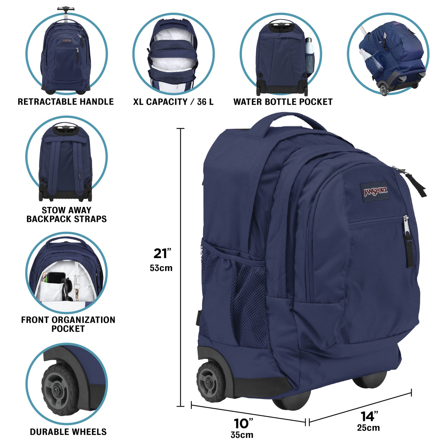 Jansport Unisex Navy Backpack - JTN89003-NAVY-X