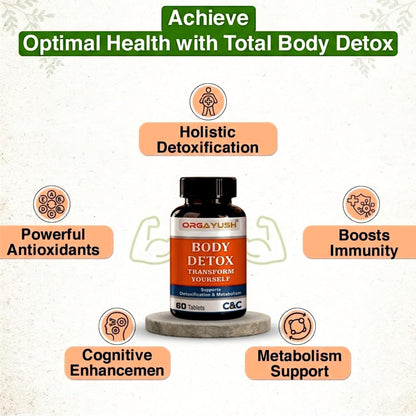 ORGAYUSH Body Detox Tablets for Daily Wellness – Herbal Supplement for Digestive Support, Liver Function, Immunity & Metabolism Support with Antioxidants (Pack of 1)