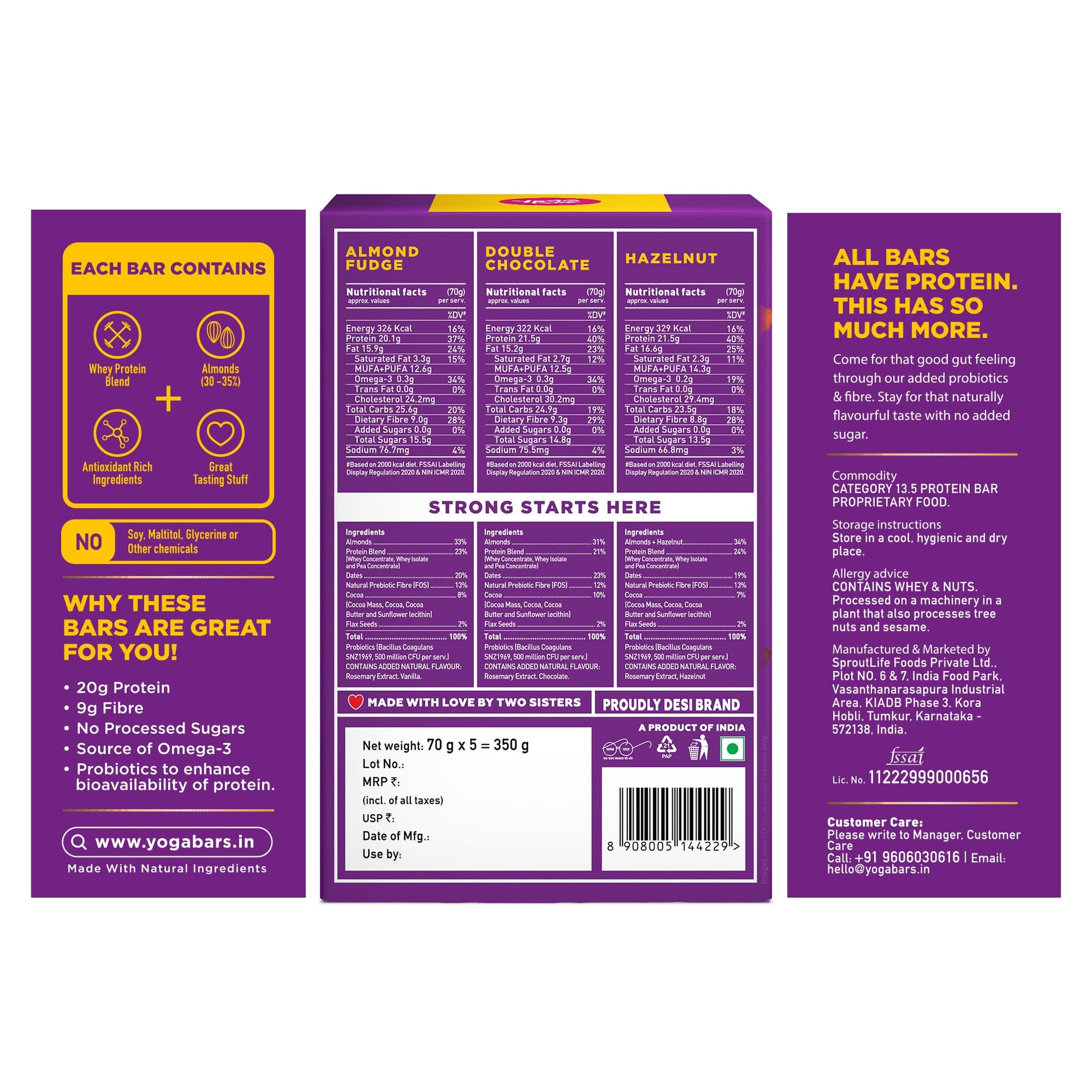 Yogabar Protein Bar Variety Box - ( Pack of 5 Bars ) | Dark Chocolate F- image 2