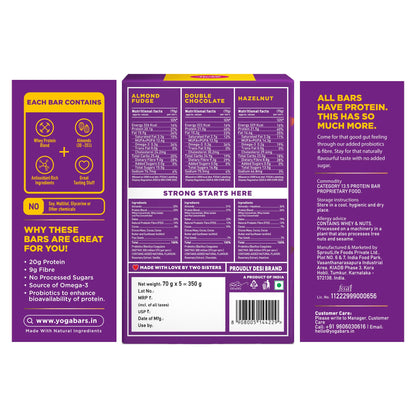 Yogabar Protein Bar Variety Box - ( Pack of 5 Bars ) | Dark Chocolate F- image 2