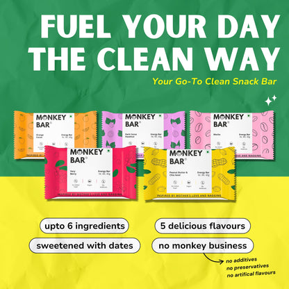 Monkey Bar - Assorted Energy Bars - 10 Bars, 40 G Each, Just 4-6 Plant-- image 7