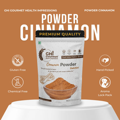 GOURMET HEALTH IMPRESSIONS Superior Grade Cinnamon (Dalchini) Powder 75g - Richly Aromatic, Finely Ground, Non-GMO - Perfect for Baking & Spicing Up Dishes | GHI Foods