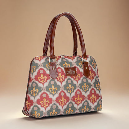 THE CLOWNFISH Montana Series Handbag for Women Office Bag Ladies Purse Shoulder Bag Tote For Women College Girls (Pink-Rangoli Design)