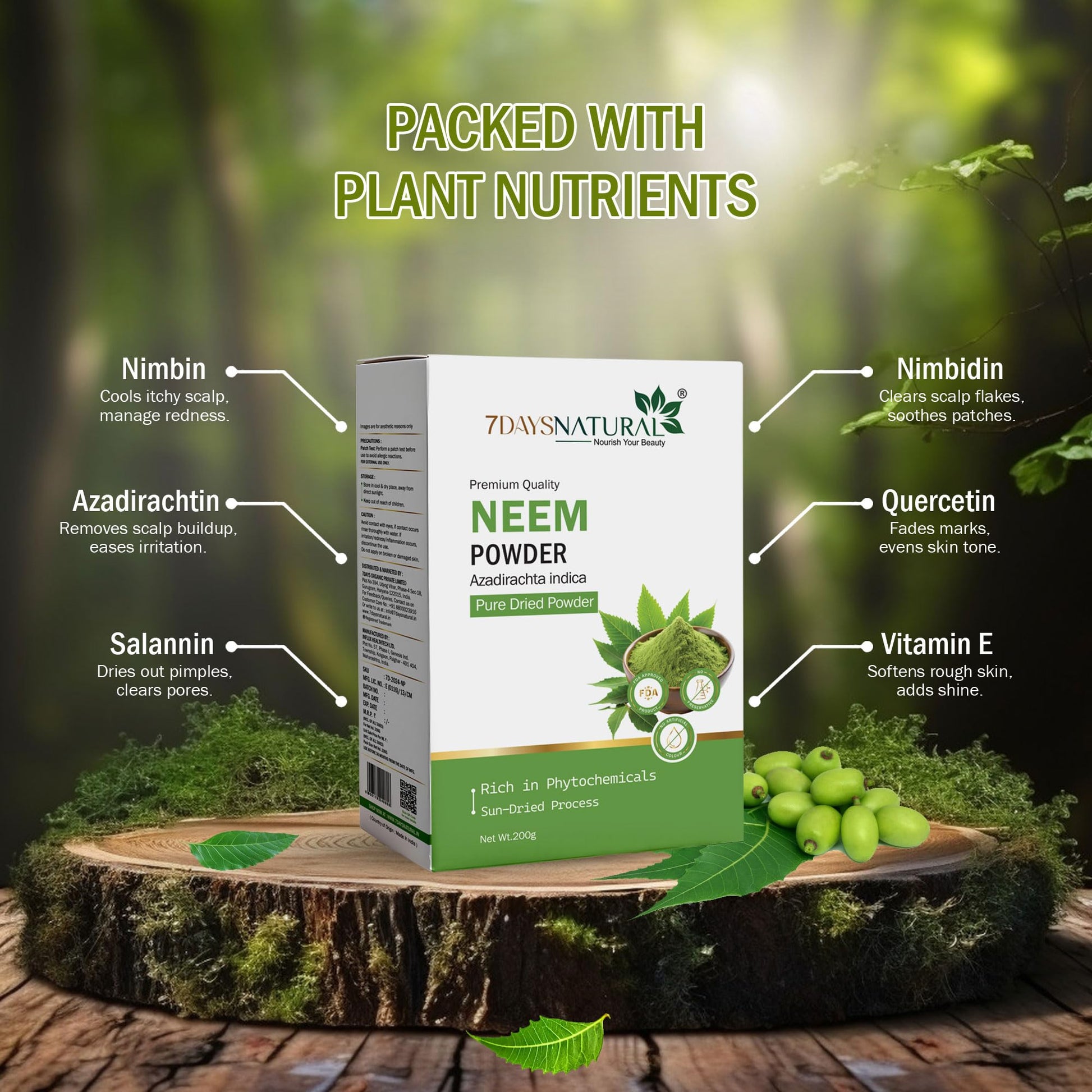 7DAYSNATURAL Premium Neem Powder - Sun-Dried Herbal Powder (Azadirachta- image 3