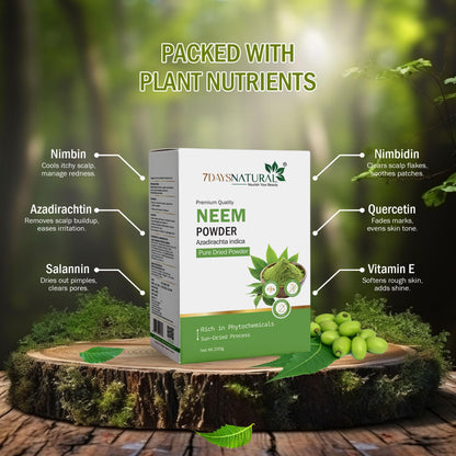 7DAYSNATURAL Premium Neem Powder - Sun-Dried Herbal Powder (Azadirachta- image 3