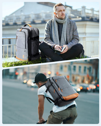 BAGSMART Travel Laptop Backpack, 40L Expandable Airline Approved Carry On Backpack with Packing Cubes, Grey, 47cm*31cm*15.5cm, Travel Backpack Carry on Flight Approved