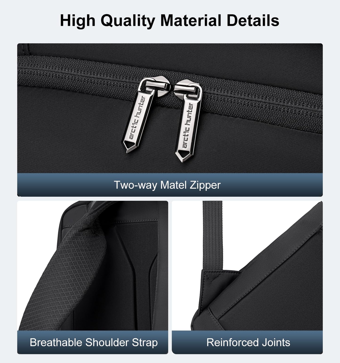 Arctic Hunter Nylon Business Backpack Shockproof 15.6" Laptop Pocket 20L Water Repellent Moltiple Pockets Smart Organizer Anti Theft Design
