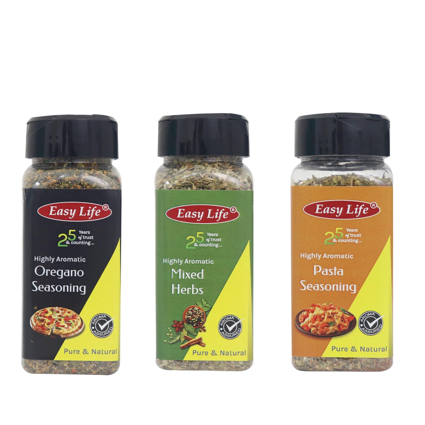 Easy Life Oregano Seasoning 50g, Mixed Herbs 25g with Pasta Seasoning 25g (Combo of 3 Seasonings and Mix herb and Spice)