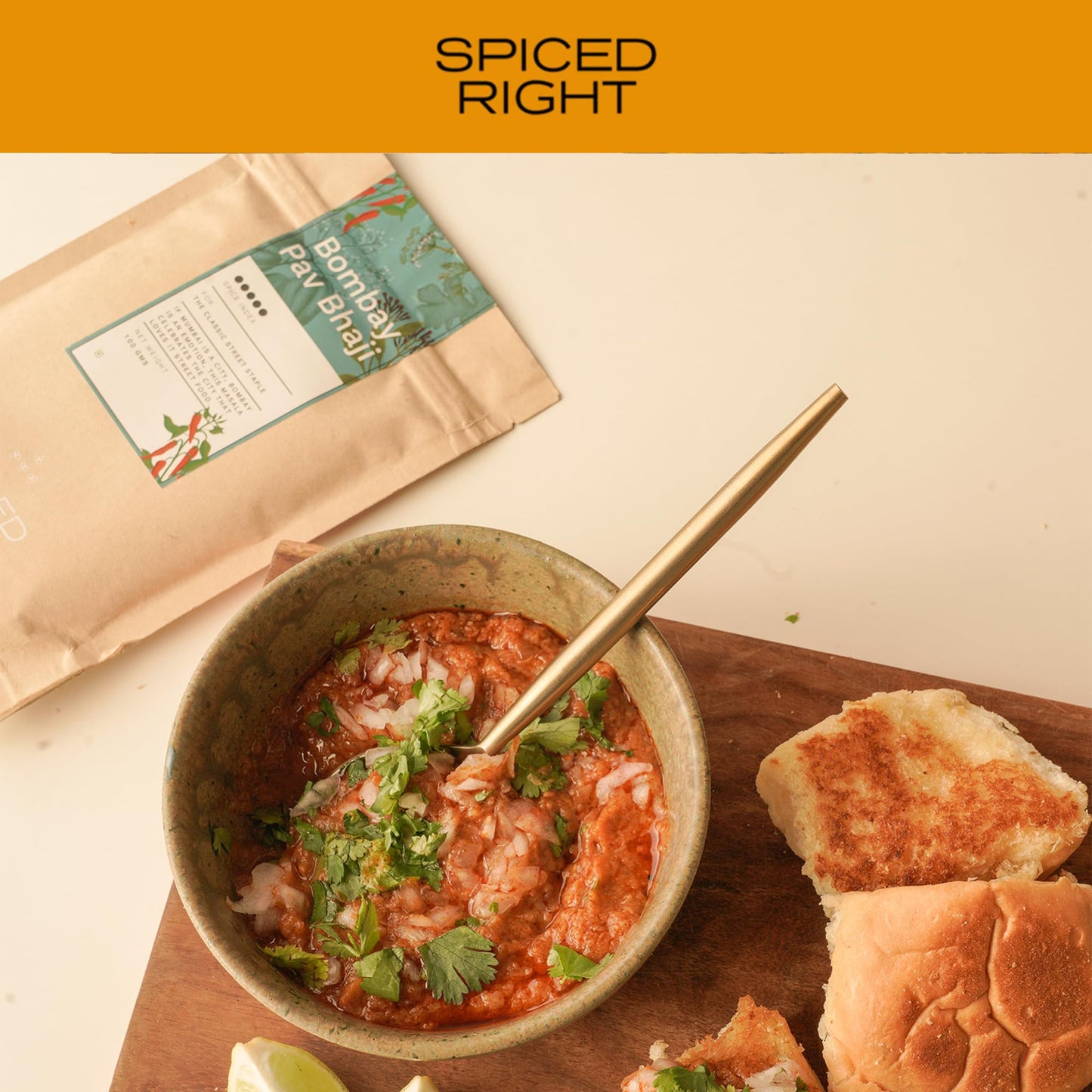 Spiced Right: Bombay Pav Bhaji Masala - Authentic 200g Blend for Pav Bhaji, Easy Cooking & Irresistible Flavors
