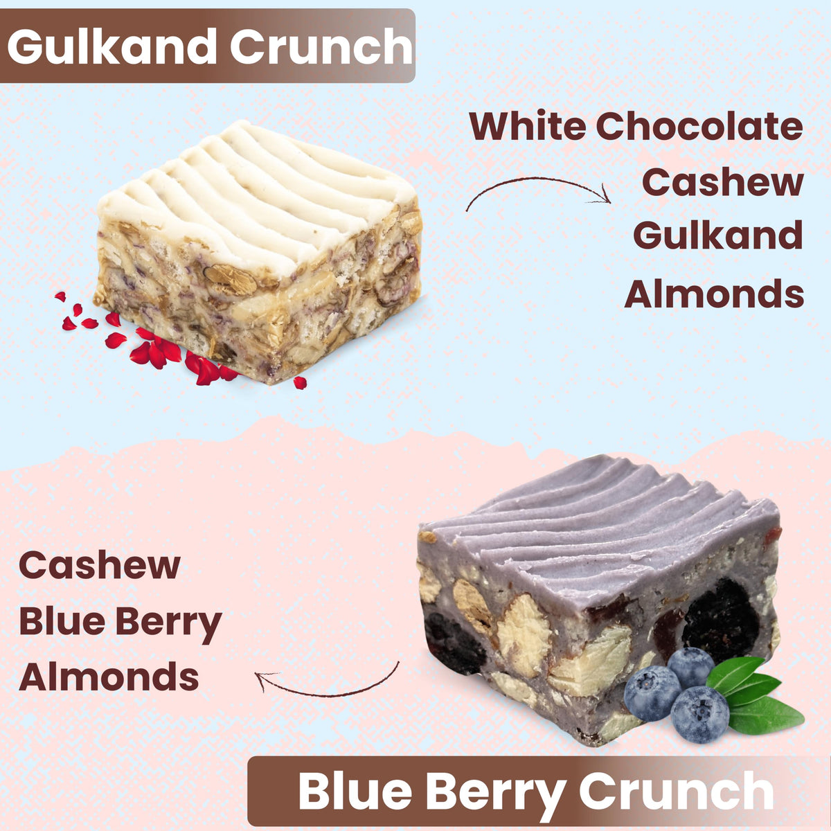 THE SWEET BLEND All Flavours Crunch Box 500g | 20 Unique Flavoured Chocolate Mithai | Sweet & Crunchy Indian Snack | Assorted Sweets Gift Pack for Raksha Bandhan - Rakhi