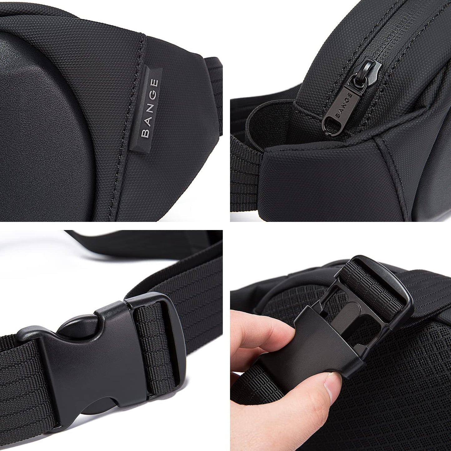 Red Lemon BANGE Water Resistant TPU Unisex Travel Crossbody Sling Bag Chest Pack (Black)