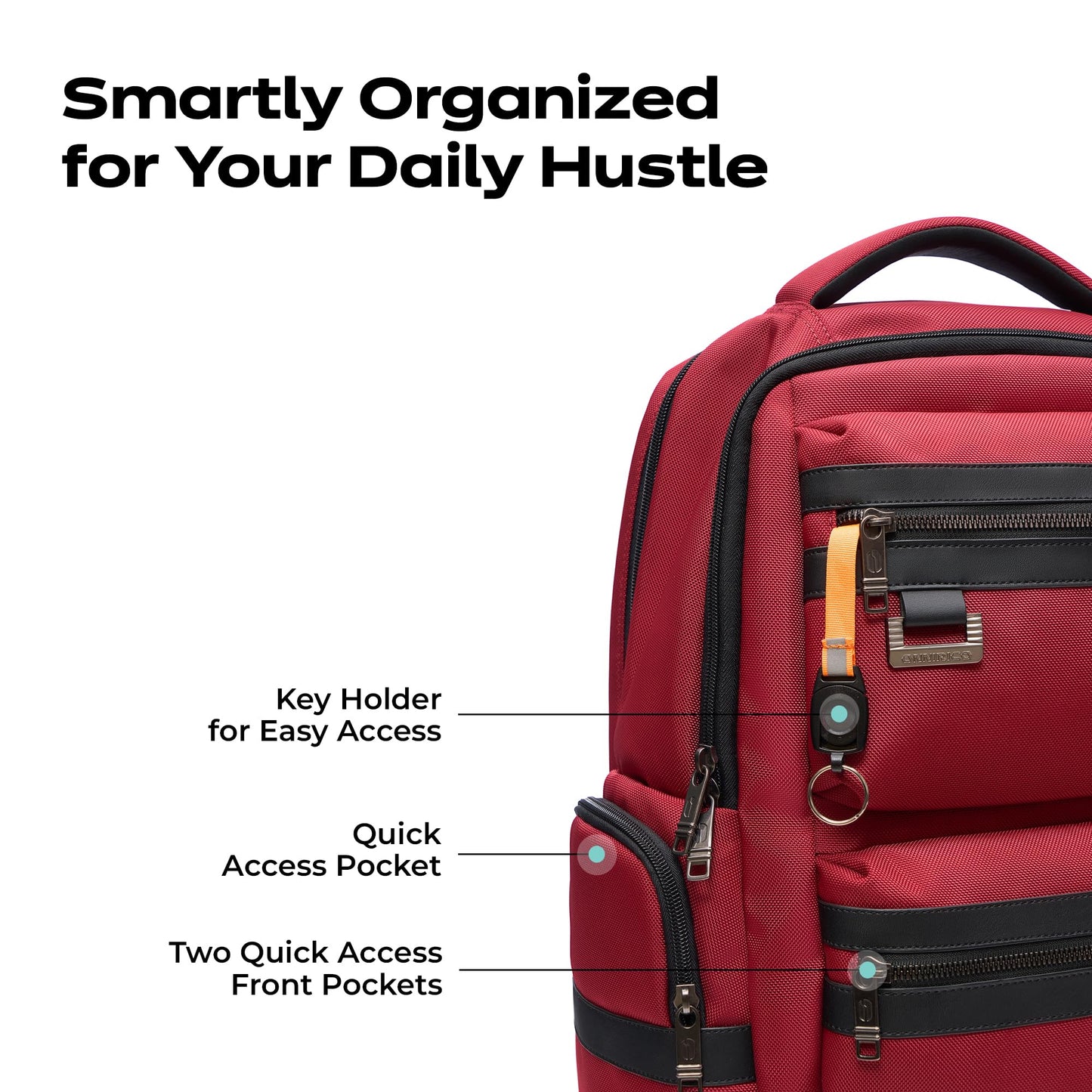 ONNIRICO Carbon Crest Water Resistant Laptop Backpack, 30.5L, Hard Red,- image 6