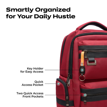 ONNIRICO Carbon Crest Water Resistant Laptop Backpack, 30.5L, Hard Red,- image 6