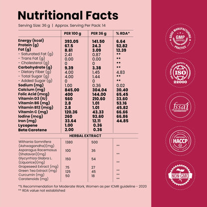 Gytree Berry Blast Plant-Based Protein for Women | Brown Rice & Pea Protein | 24g Protein per Serving | Ashwagandha, Shatavari, Curcumin | Vegan, Gluten-Free, No Added Sugar | 500g