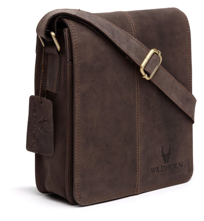 WildHorn Genuine Leather Sling Bag for Men | Minimalist, Spacious & Durable | Flap Closure | Adjustable Strap | 1-Year Warranty