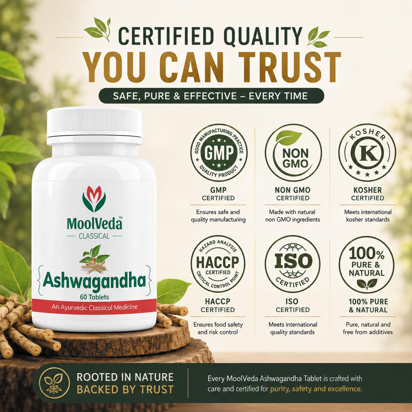 Moolveda Ashwagandha Tablets | Energy, Stress Relief and Immune Support | Improves Strength, Energy & Overall Wellbeing | Rejuvenates Mind & Body | 60 Veg Tablets (Pack Of 2)