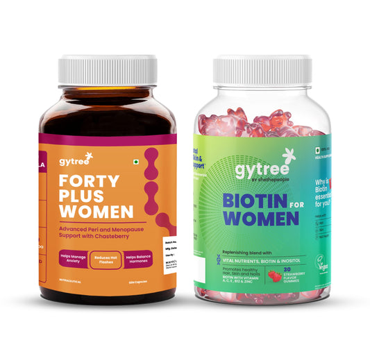 Gytree Menopause Capsule 40+ Plant-Based Menopause Supplement for Women with Biotin Gummies for Hair, Skin & Nail Support - 60 Capsules & 30 Gummies