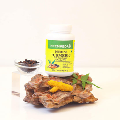 Neemveda Neem Turmeric with Black Pepper 180 Tablets, Made with Pure Tu- image 4