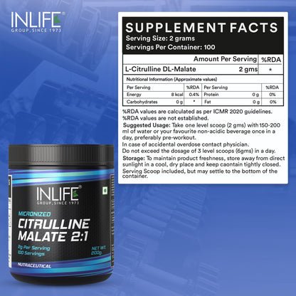 INLIFE Micronized Citrulline Malate Powder 2:1 Supplement, 200 grams –- image 7