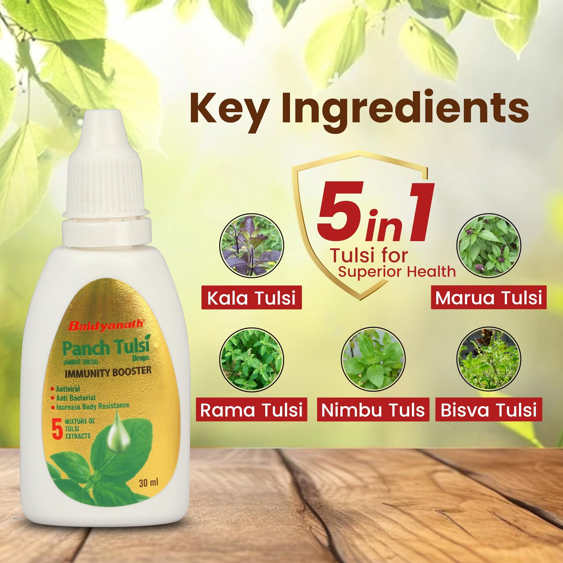 Baidyanath Ayurved Panch Tulsi Drops - 30 ml | Natural Immunity Booster- image 4