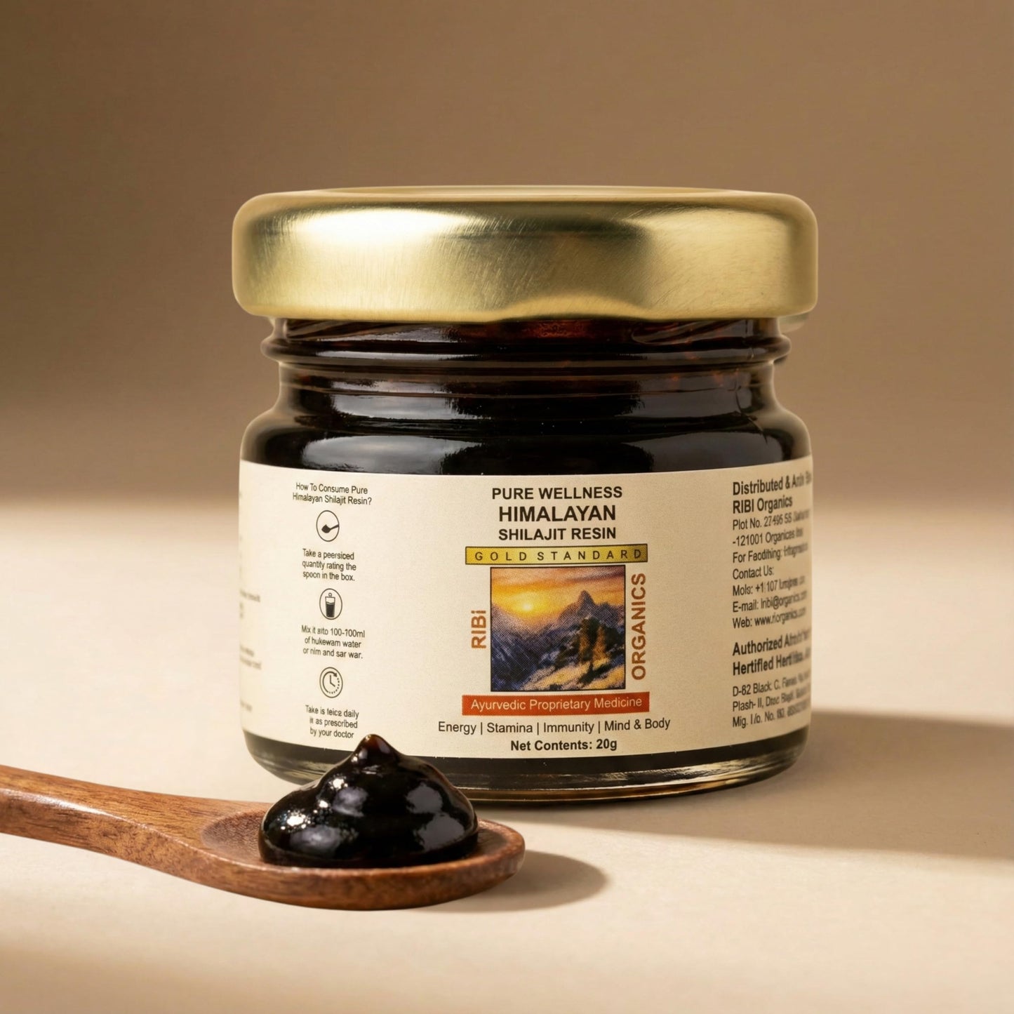 RIBI Organics 100% Pure Himalayan Shilajit Resin | Authentic Natural Mineral-Rich Shilajit for Strength, Energy & Stamina | Traditional Ayurvedic Wellness Supplement | Pack of 1