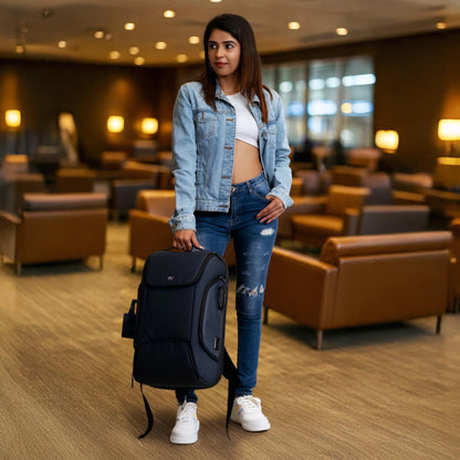 ICON The Iconic Laptop Backpack 30L | Premium Polyester, Fits 15.6" Laptops | USB Charging Port, Luggage Sleeve, Numbered Lock & Hidden Pocket | Water-Resistant, Multipurpose Unisex Laptop Bag - Blue.