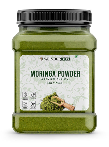 WonderBox Moringa Leaf Powder - 500 Gm | Rich in Vitamin C, Antioxidants & Conta