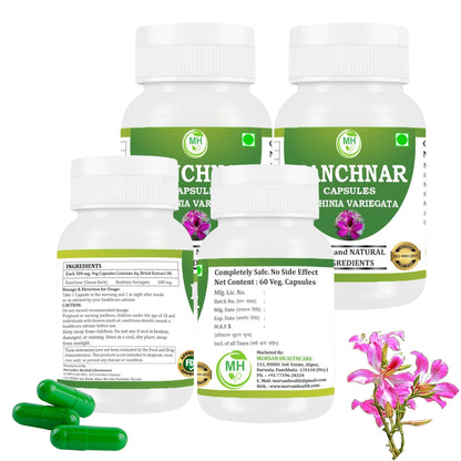 MORSAN HEALTHCARE | Kanchnar Capsules 500mg – 60 Count | 4 Pack | Vegetarian | Plant-Based | Herbal Supplement | No Artificial Additives | Gluten-Free | Organic |